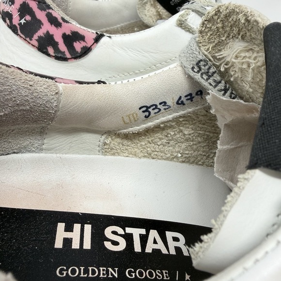 Golden Goose Hi Star Platform Sneakers Pink Metallic Star Leopard Heel EU 35 - Picture 3 of 16